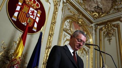 Gallard&oacute;n, en una rueda de prensa en el Ministerio de Justicia en 2014.