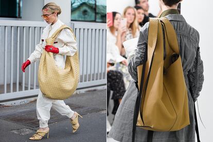 Los ‘hobos’ gigantescos de Bottega Veneta y Loewe.