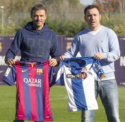 Luis Enrique y Sergio González, en el posado en Sant Joan Despí.