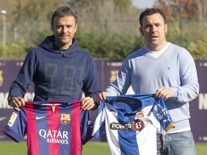 Luis Enrique y Sergio González, en el posado en Sant Joan Despí.