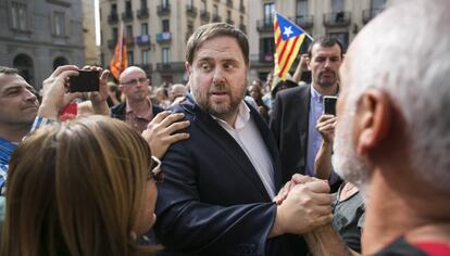 Junqueras, a la pla&ccedil;a de Sant Jaume.