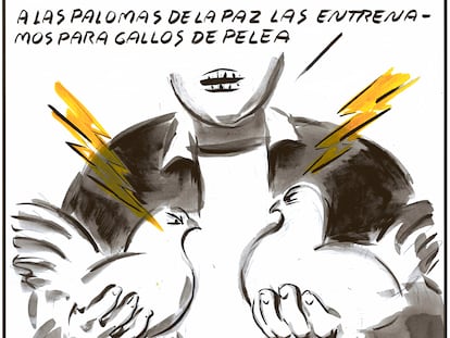 El Roto: gallos y palomas