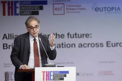 
El ministro de Universidades, Joan Subirats, inauguró este lunes la THE Europe Universities Summit, una cumbre de universidades europeas que reúne en Barcelona a los centros que están impulsando redes supranacionales de universidades.