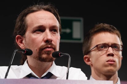 Iglesias y Errejón, la noche del domingo en Madrid.