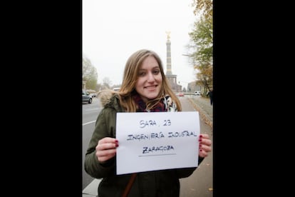 Sara es de Zaragoza y tiene 23 años. Es estudiante de Ingeniería Industrial. Está haciendo su proyecto de fin de carrera en la Tecknische de Berlín.