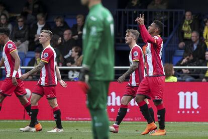 Lozano celebra el segundo gol del Girona en La Cerámica.