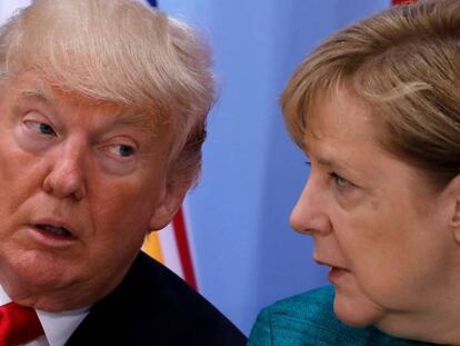 El presidente de EE UU, Donald Trump, y la canciller alemana, Angela Merkel.