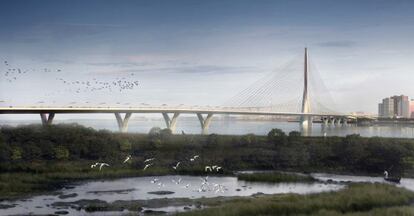 Recreación de VisualArch del puente Danjiang, en Taipei, ideado por el estudio de Zaha Hadid.