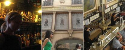 De izquierda a derecha, El Gato Negro; el edificio del Estudio Arroyo y Gallego, obra de Jerónimo Arroyo, y el bar Alaska, en la calle Mayor (también proyectado por Arroyo).