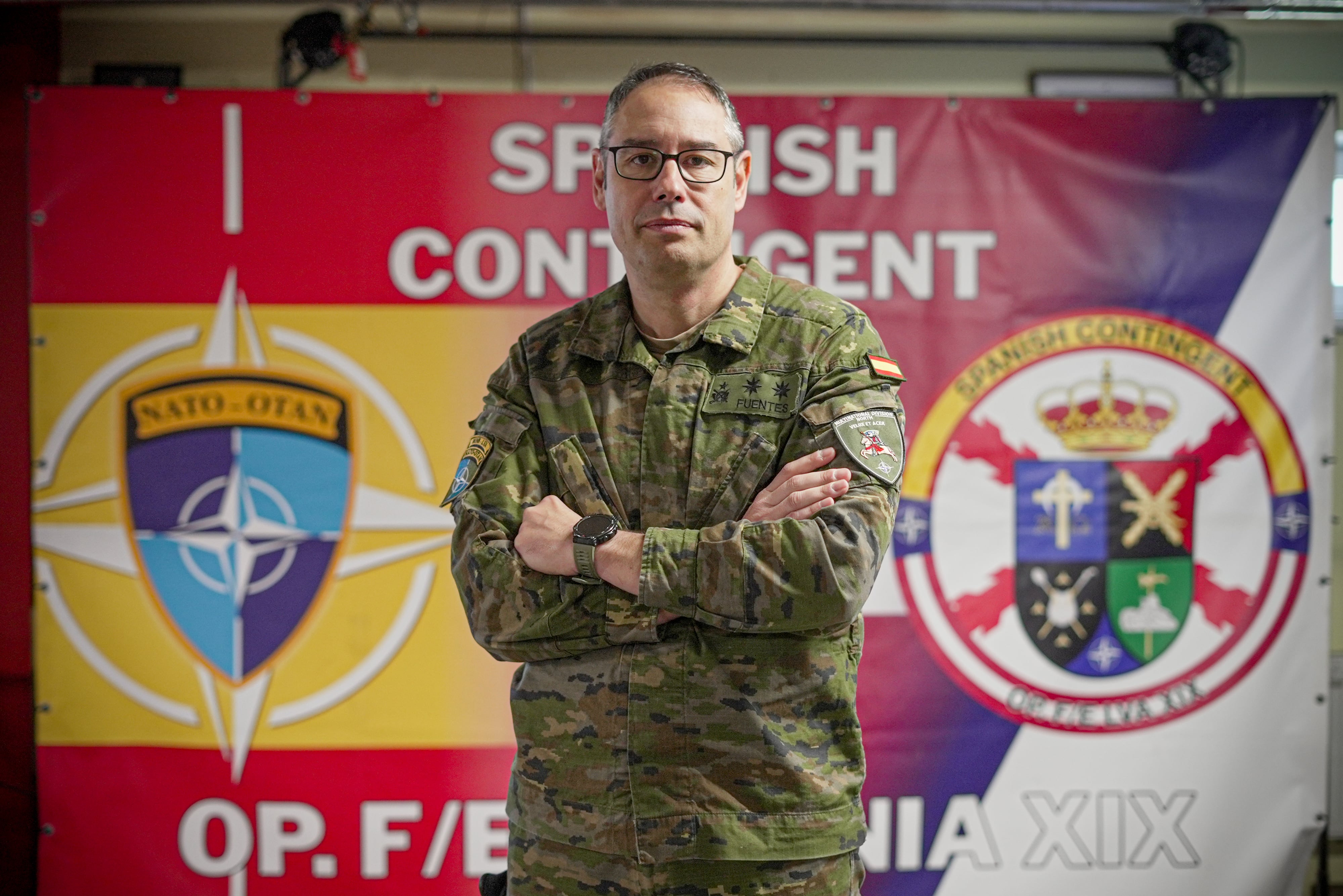 El teniente coronel Pedro Antonio Fuentes, jefe del contingente español de la base de la OTAN en Adazi, en Letonia, el pasado día 9.