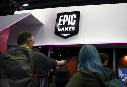 Logotipo de Epic Games en la GDC Game Developers Conference el 20 de marzo de 2019 en San Francisco, California.