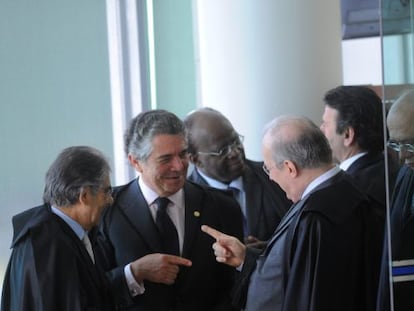 Algunos de los jueces del Tribunal Supremo de brasil, durante la sesi&oacute;n del juicio de este mi&eacute;rcoles.