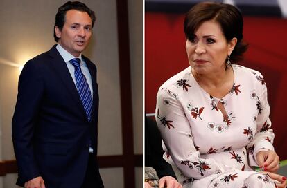 El exdirector de Pemex Emilio Lozoya y Rosario Robles, exsecretaria de Estado con Peña Nieto.