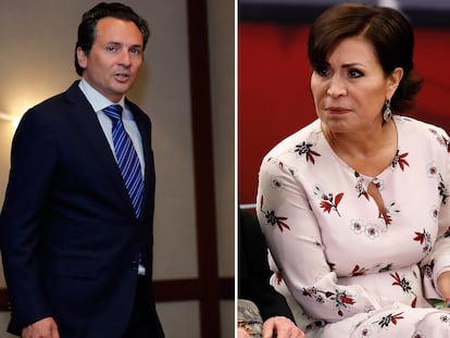 El exdirector de Pemex Emilio Lozoya y Rosario Robles, exsecretaria de Estado con Peña Nieto.