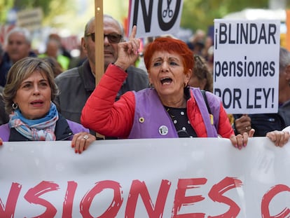Protesta para exigir una mejora de las pensiones, el día 19 en Madrid.