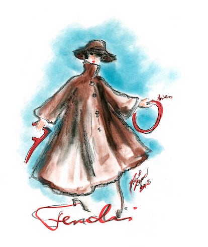 Boceto realizado por Karl Lagerfeld en 2015 que evoca las colecciones de la marca en la década de los setenta.