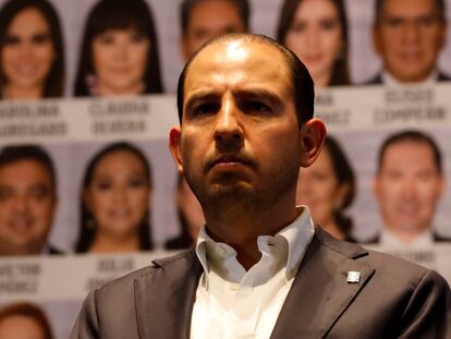 Marko Cortés, dirigente del Partido Acción Nacional, durante una conferencia de prensa en Ciudad de México, en mayo de 2022.