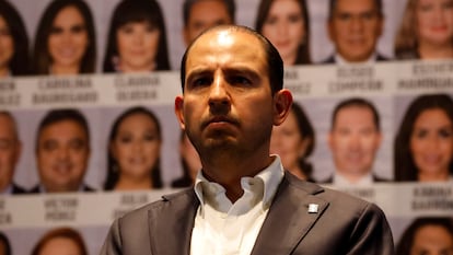 Marko Cortés, dirigente del Partido Acción Nacional, durante una conferencia de prensa en Ciudad de México, en mayo de 2022.