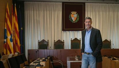 Xavier Garcia Albiol, en la sala de plenos de Badalona.