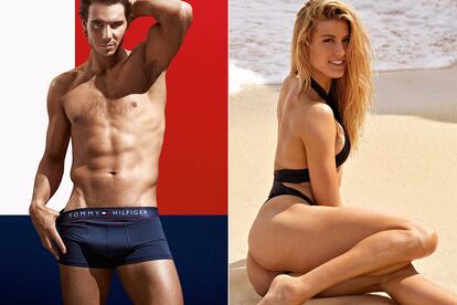 Rafa Nadal y Genie Bouchard posando como modelos.