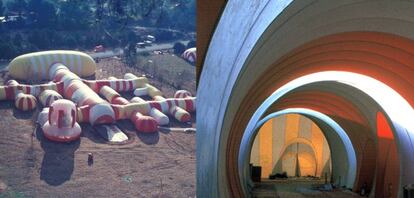 La Ciudad Instantéa en Ibiza (1971), vista desde el exterior y desde el interior. |