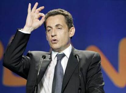 Nicolas Sarkozy, durante un mitin ayer en la sala Zenith de París.