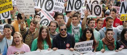 Manifestaci&oacute;n de estudiantes en Madrid contra la reforma educativa y los recortes el pasado octubre. 