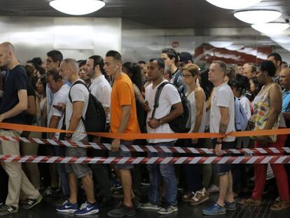 Parada de metro de Sagrera aquest dilluns. 