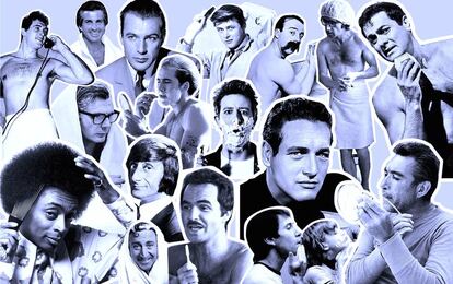 Paul Newman, Tony Curtis, Gary Cooper, Spike Lee, Burt Reynolds, Anthony Quinn... Iconos de la masculinidad sacándose brillo a su rostro.