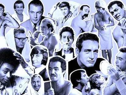 Paul Newman, Tony Curtis, Gary Cooper, Spike Lee, Burt Reynolds, Anthony Quinn... Iconos de la masculinidad sacándose brillo a su rostro.
