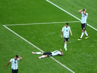 Argentina tras la derrota en el partido contra Francia.