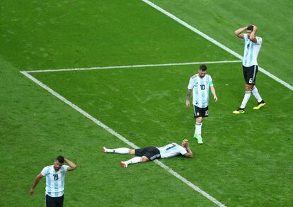 Argentina tras la derrota en el partido contra Francia.