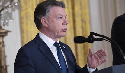 El presidente de Colombia, Juan Manuel Santos, este jueves en Washington.