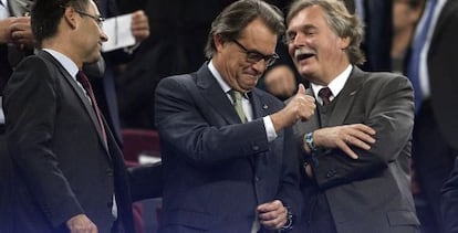 Artur Mas, este martes por la noche en el Camp Nou.