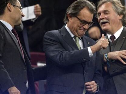 Artur Mas, este martes por la noche en el Camp Nou.