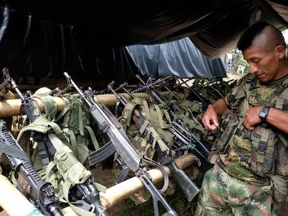 Un miembro de las FARC en una imagen de 2016 en Miranda, Colombia.