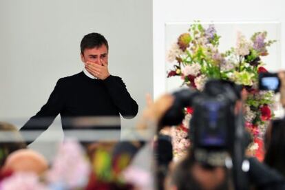 Raf Simons durante su despedida de la firma Jil Sander en la semana de la moda de Milán.