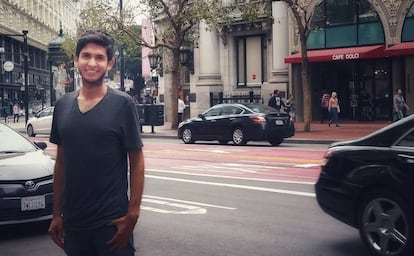 Jesús Navarrete en la calle Market de San Francisco.