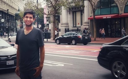 Jes&uacute;s Navarrete en la calle Market de San Francisco.