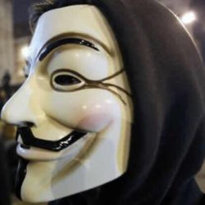 Imagen de la careta de 'V de Vendetta', con la que se identifican los seguidores de Anonymous