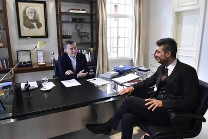 El presidente Mauricio Macri recibe a Marcelo Tinelli en la residencia de Olivos.