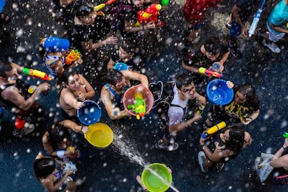 Participantes en la Batalla Naval de Vallecas (Comunidad de Madrid), que este año se celebrará el 17 de julio.