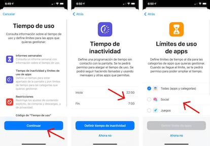 Controlar el tiempo de uso en dispositivos Apple.