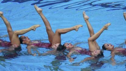 El equipo español de natación artística en el Europeo de 2019 en Budapest.