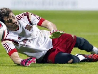 Casillas, en un entrenamiento en Luxemburgo. 