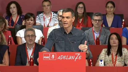El presidente del Gobierno, Pedro Sánchez, durante su intervención en el Comité Federal del PSOE este sábado.