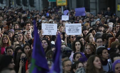 Manifestación en Madrid por la sentencia de La Manada, en mayo de 2018.