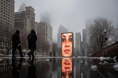 'Crown Fountain', by Jaume Plensa, in Millennium Park, in Chicago.
