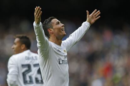 Cristiano celebra uno de sus goles al Celta.