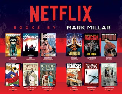 Doble páginas incluida en los tebeos de Mark Millar después de la adquisición de su universo por Netflix.